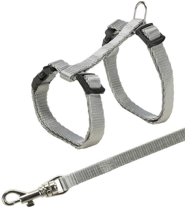 Kattsele och koppel i nylon, fullt justerbart set för kattungar och små katter. Koppel på 1,20 m i blandade färger för säkerhet och stil vid promenader.