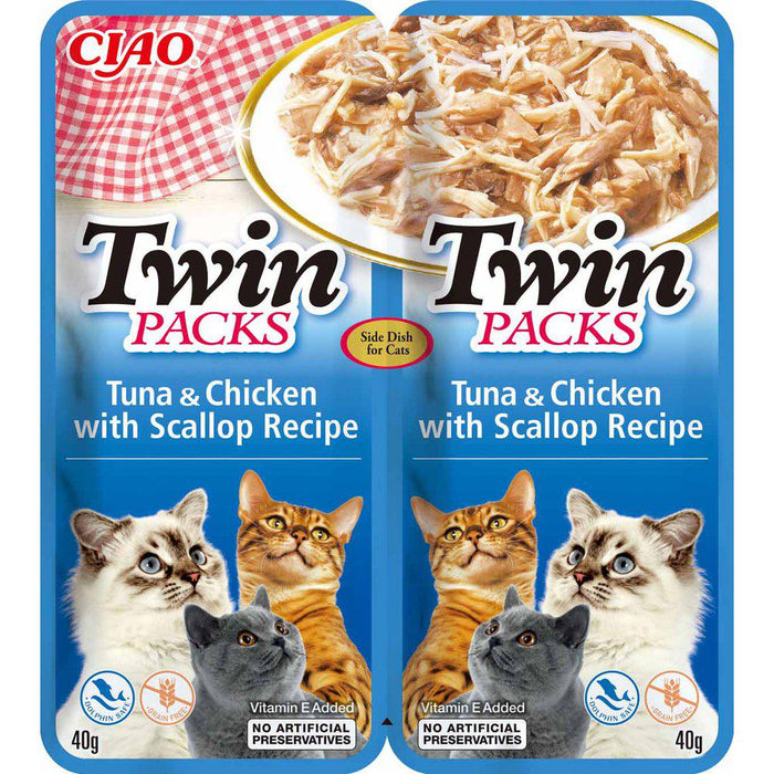 Twin Packs Cat Tuna/chicken In Scallop Broth 2x40g (12st)