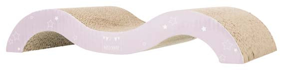 Trixie Junior Klösbräda Wawe i wellpapp med catnip. Kompakt design i ljuslila/mint för klösning och underhållning av din katt. Perfekt för hemmet.