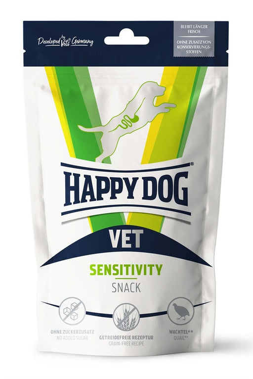 Happy Dog VET Sensitivity Snack är ett hypoallergent och spannmålsfritt godis för hundar med foderintolerans, tillverkat med vaktel och kastanj som skonsamma ingredienser.