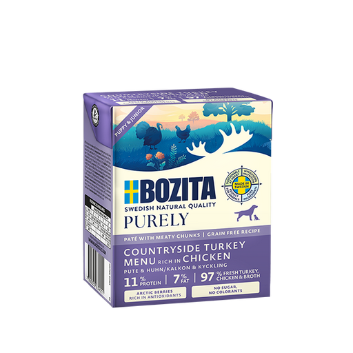 Bozita Purely Puppy Paté Kyckling & Kalkon - 6x370g Komplett Våtfoder för Valpar