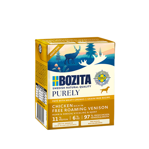 Bozita Dog Purely Paté Hjort - Spannmålsfritt Hundfoder med Vild Hjort & Antioxidanter