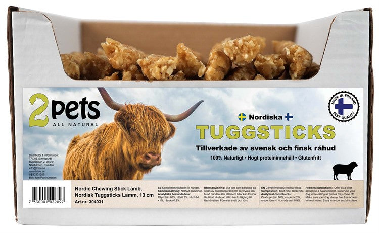 2Pets Nordisk Tuggrulle Lamm, 13cm, 100-Pack