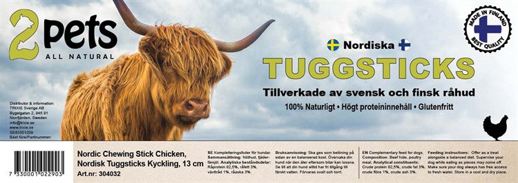 2Pets Nordisk Tuggrulle Kyckling, 13cm, 100-Pack