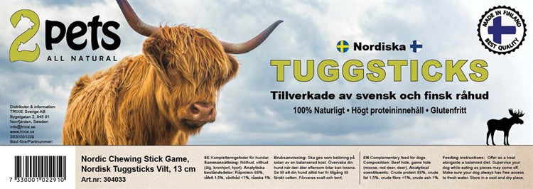 2Pets Nordisk Tuggrulle Vilt, 13cm, 100-Pack