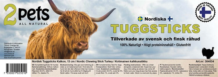 2Pets Nordisk Tuggrulle Kalkon, 13cm, 100-Pack
