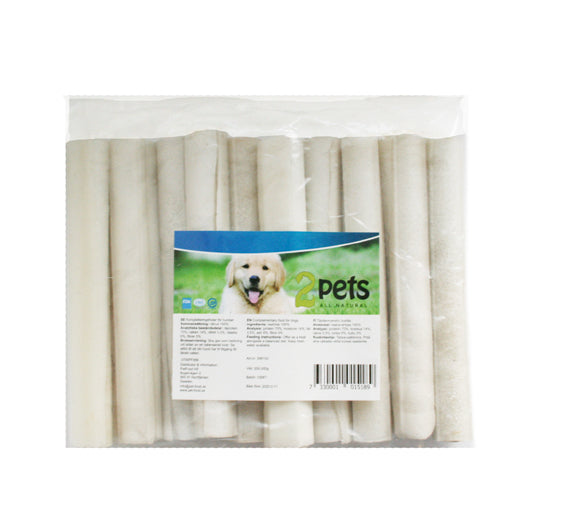 2Pets tuggrullar för hundar, 10-pack, tillverkade av 100% råhud. Hållbart och långvarigt tuggnöje för hunden, godkänt inom EU och USA, veterinärbesiktat.