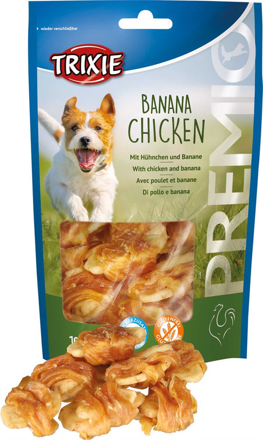 Naturlig och näringsrik hundsnack med 61% kycklingbröst och 38% banan, glutenfri och utan tillsatt socker. För god smak och friskare hälsa.

