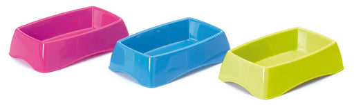 Rektangulär plastskål för smådjur som kaniner och marsvin. Enkel att rengöra och finns i flera färger.