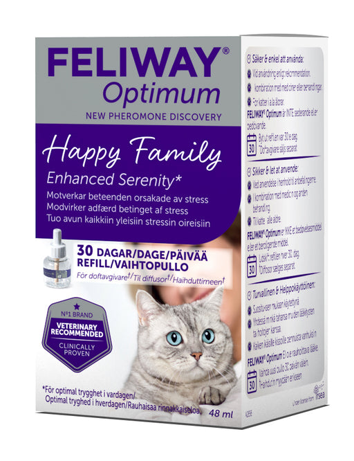 FELIWAY Optimum Refill – Doftavgivare som hjälper katter att känna sig trygga och minska orosbeteenden med en unik feromonsammansättning. Effektiv mot stress och konflikter.