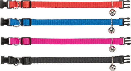 Katthalsband med snabblås & bjällra i blandade färger, ett justerbart halsband som ger din katt både säkerhet och stil, perfekt för både inomhus och utomhus.

