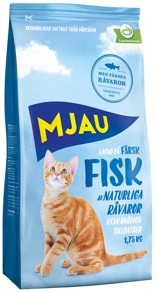 Helfoder med färsk fisk för vuxna katter. Naturligt och hälsosamt foder rikt på omega-3 fettsyror, vitaminer och mineraler. Tillverkat i Sverige, fiskat i Norge och Nordsjön.