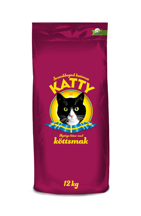 Helfoder för vuxna katter med smak av kött. Hög smaklighet och komplett näring. Tillverkat i Sverige med alla nödvändiga vitaminer och mineraler.