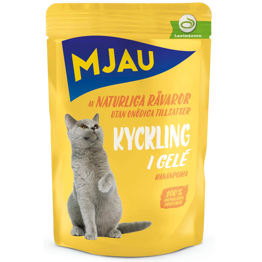 Blötmat i gelé med smak av kyckling för vuxna katter. 100% animaliska proteiner, hög smältbarhet och naturliga ingredienser. Spannmålsfri och utan tillsatt socker. Svensktillverkat.