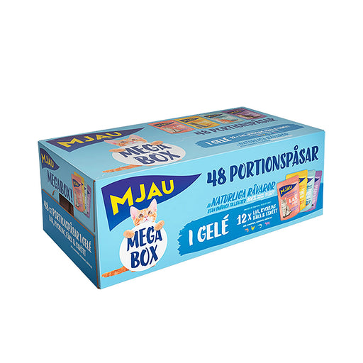 Våtfoder i Megabox för katter med lax, kyckling, räka och oxkött. Naturliga ingredienser, utan tillsatt socker och färgämnen. Berikat med vitaminer och mineraler.