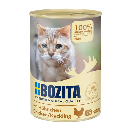 Våtfoder med kyckling för vuxna katter, smakrik paté med naturliga råvaror och alla nödvändiga vitaminer. Fritt från spannmål, socker och färgämnen.