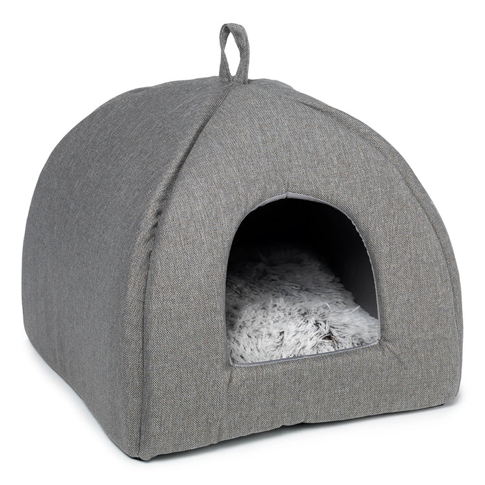 Mysig kattiglo i stilren linne-look med fluffig kudde och återvunnen fyllning. Kudden är maskintvättbar på 30 grader för enkel rengöring.