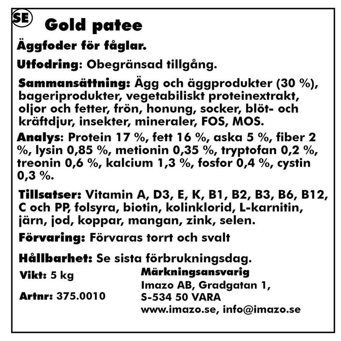 Orlux Äggfoder Undulat Gold Pate