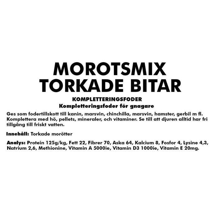 Morotskuber/flis Torkad 10kg (Gnagare)
