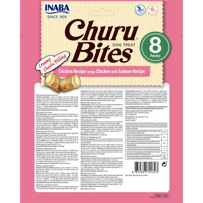 Churu Dog Bites Chicken Wraps With Salmon 8st Dk Etikett