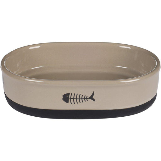 Mat- och drickskål Katt Auri Keramik Taupe Oval Antislip