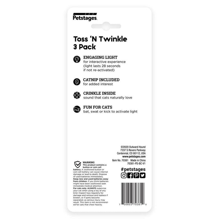 Petstages Toss N' Twinkle 3-pack 4x4x4cm