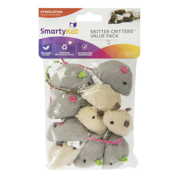 Smartykat Skitter Critters Mice 10st Catnip Value Pack 5x3cm