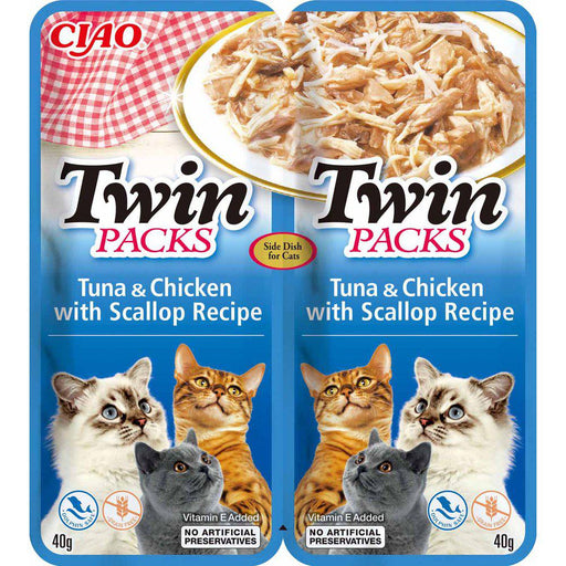 Twin Packs Cat Tuna/chicken In Scallop Broth 2x40g (12st)
