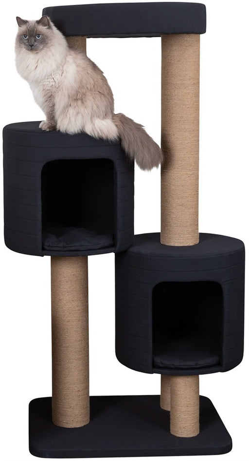 Klösmöbel med jute (ø 5 mm) och vävt tyg (polyester). Grotta med vändbar dyna (handtvätt), mysig bädd med vändbar dyna (handtvätt), färg: svart.

