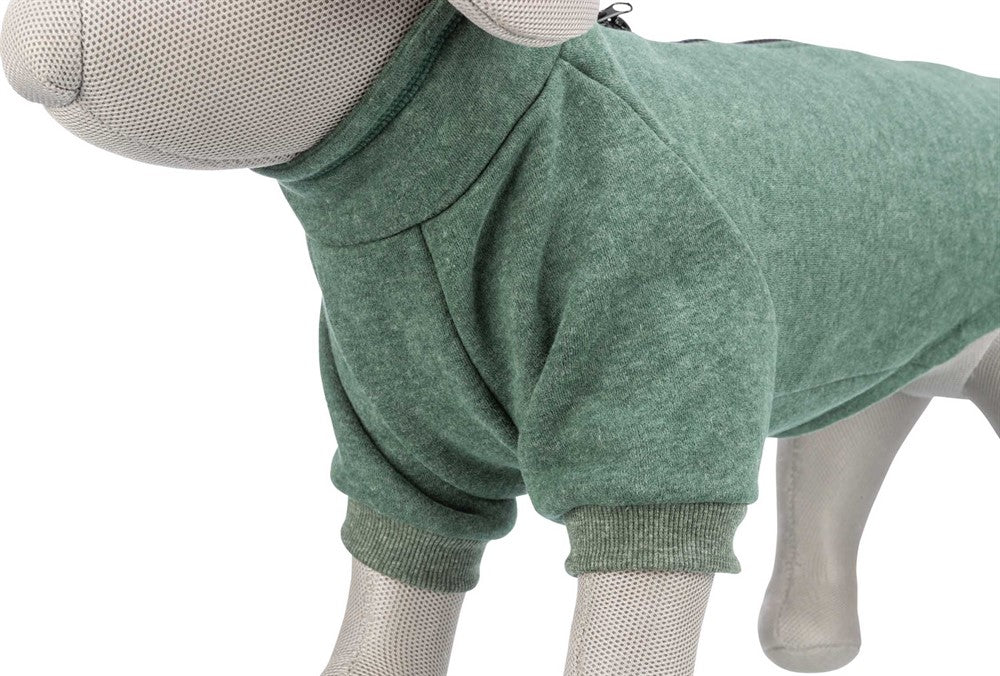 Sweatshirt CityStyle Amsterdam för hundar, tillverkad av ren bomull med värmande lurvig insida och tvåvägsdragkedja för att kombineras med sele.