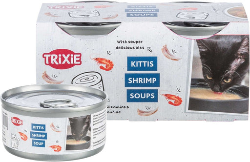 Flytande snacks med kyckling och räkor, innehållande 13% kött och 6% skaldjur. Proteinrikt, berikat med taurin och vitaminer för kattens hälsa och vätskeupptag.

