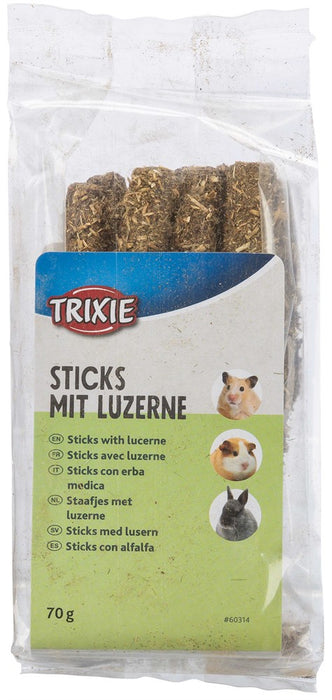 Naturlig tandborstlek för hundar, tillverkad av 100% naturmaterial med pilkvistar och lusern för tandslipning och hälsosamt tandkött.