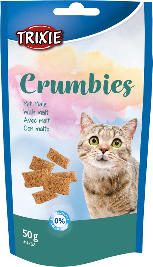 Produkt med malt som främjar kattens naturliga utdrivning av hårbollar och stödjer matsmältningen.

