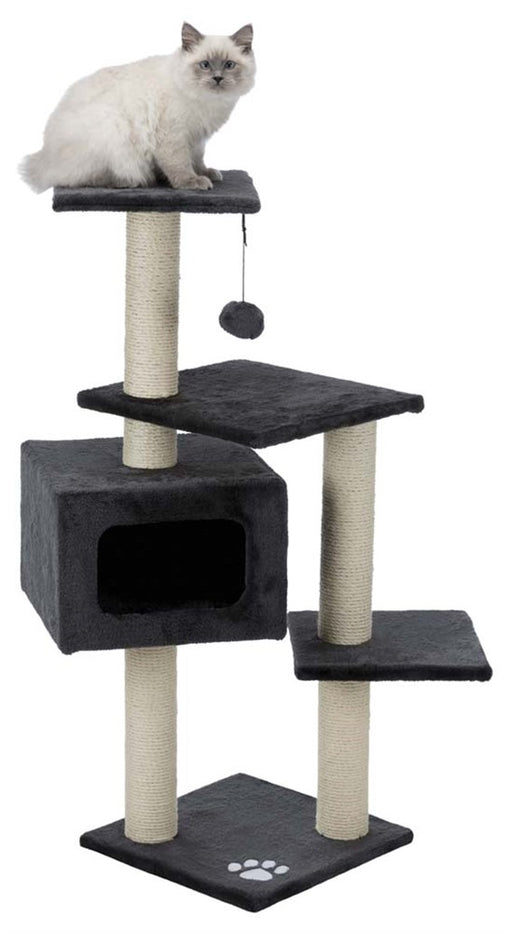 Klösmöbel i jute och plysch, med grotta helt klädd i mjukt polyesterplysch. Elegant antracitgrå färg som passar perfekt i moderna hem.

