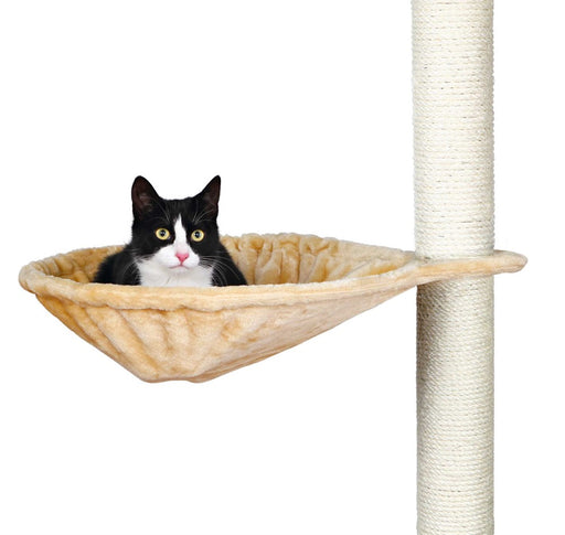 Plysch hammock för stora katter, mjuk och bekväm, kan enkelt fästas på de flesta klösmöbler. Perfekt för avkoppling och stöd.

