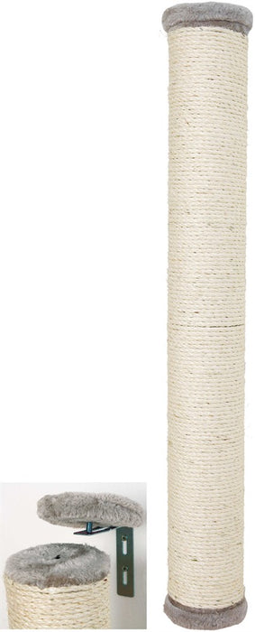 Klätterrulle för väggmontering, lindad i naturlig sisal och med plyschkant, idealisk för små utrymmen och som tillägg till klösmöbler.

