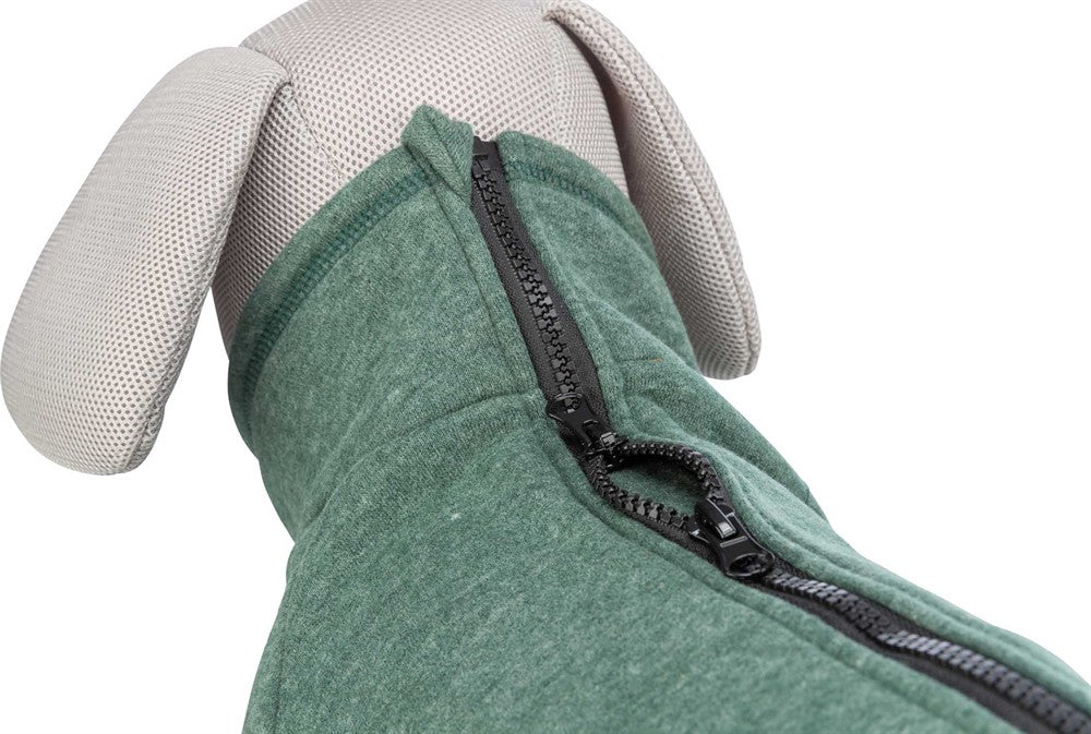 Sweatshirt CityStyle Amsterdam för hundar, tillverkad av ren bomull med värmande lurvig insida och tvåvägsdragkedja för att kombineras med sele.