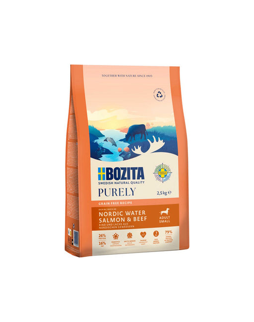 Bozita Spannmålsfritt Hundfoder - Lax & Nötkött för Små Vuxna Hundar - 2,5kg